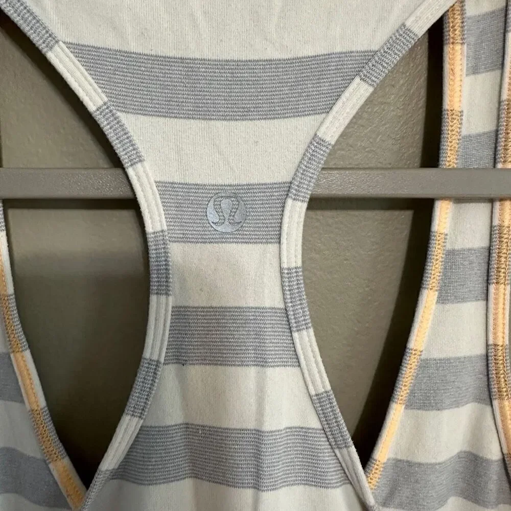 Lululemon cool racerback size 10 stripped blue gray